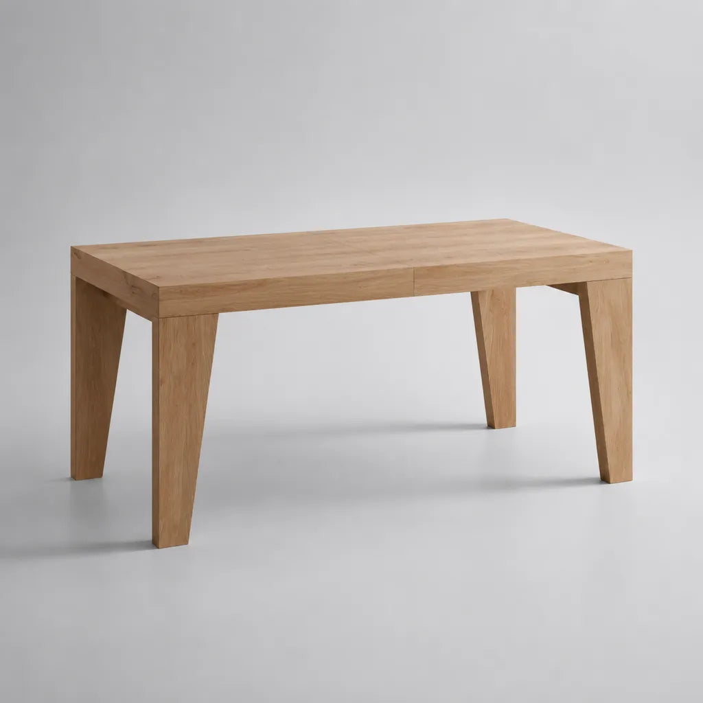 Table à manger extensible rectangulaire en chêne massif naturel, 140 à 180 × 80 × 75 cm