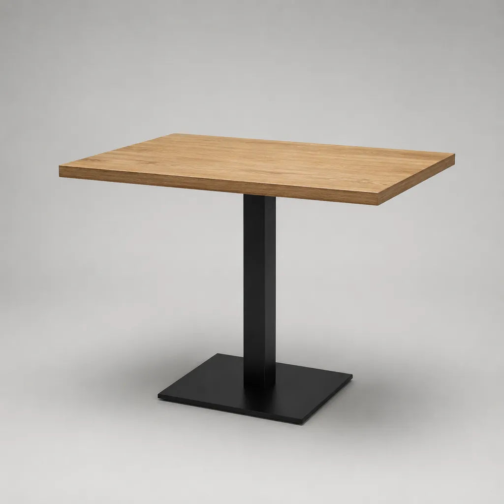Table à manger rectangulaire 4 personnes en bois et acier, chêne naturel et noir, 120 × 80 × 75 cm