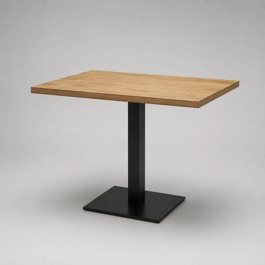 Table à manger rectangulaire 4 personnes en bois et acier, chêne naturel et noir, 120 × 80 × 75 cm